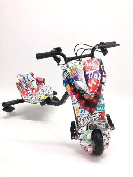 Дрифт-карт Windtech Crazy Bug 500W Белый граффити с амортизацией.