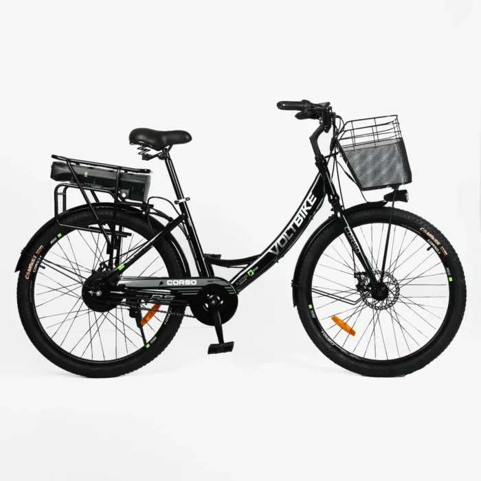 Электровелосипед Corso «VOLT BIKE» 26" дюймов TB-63922 (1) +КОРЗИНА, рама стальная, двигатель 500W, акум. 36V13Ah, односкоростной, в коробке