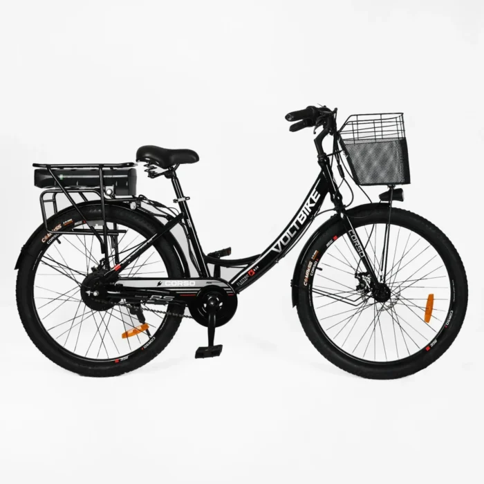 Электровелосипед Corso «VOLT BIKE» 26" дюймов TB-63922 (1) +КОРЗИНА, рама стальная, двигатель 500W, акум. 36V13Ah, односкоростной, в коробке