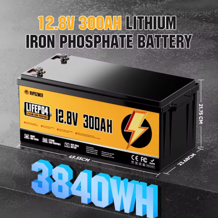 Аккумулятор RVPOZWER литий-железо-фосфатный (LiFePO4) 12В 300Ah из BMS