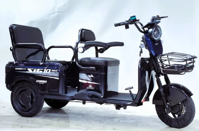 Электрический трицикл Corso "SIG-10 MAX" (двигатель 1200W, аккумулятор графеновый 72V/36Ah, колеса 300-10)