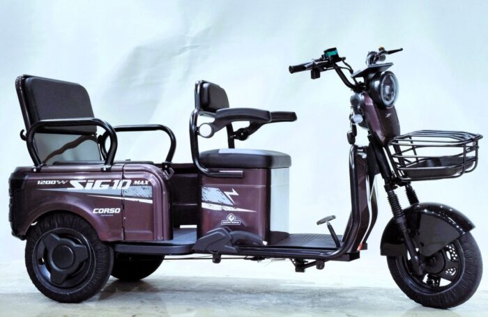Электрический трицикл Corso "SIG-10 MAX" (двигатель 1200W, аккумулятор графеновый 72V/36Ah, колеса 300-10)