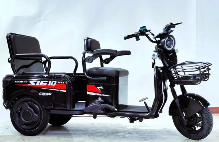 Электрический трицикл Corso "SIG-10 MAX" (двигатель 1200W, аккумулятор графеновый 72V/36Ah, колеса 300-10)