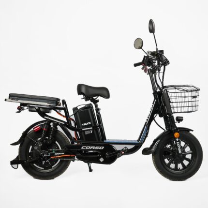 Электровелосипед Corso «Truck» 16" дюймов +КОРЗИНА, рама стальная, двигатель 1000W, акум. 60V26Ah литиевый, собранный на 75%