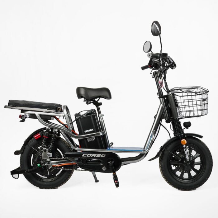 1774038044_69bdac1c9bab7 Электровелосипед Corso «Truck» 16" дюймов +КОРЗИНА, рама стальная, двигатель 1000W, акум. 60V26Ah литиевый, собранный на 75%